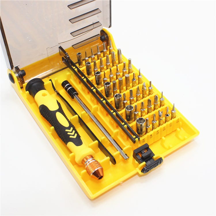Dieses 45-in-1 Magnetische Präzisionsreparaturwerkzeug-schraubendreher-set Enthält Schraubendreher Mit Pinzette Und Verlängerungsstangen Und Eignet Sich Für Elektrische Reparaturen.
