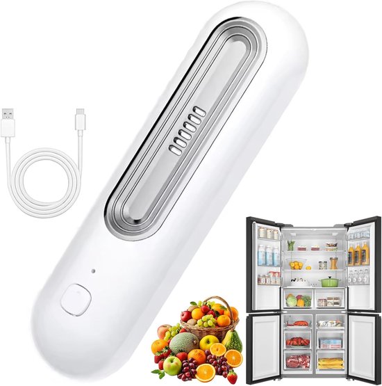 Elektrischer Kühlschrank-geruchsneutralisator – Usb-aufladbarer Luftreiniger Und Geruchsneutralisator – Verlängert Die Frische Von Lebensmitteln – Ozongenerator – Weiß
