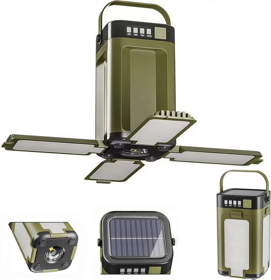 Wiederaufladbare Solar-/usb-led-campinglampe, 4 Faltbare Paneele, Energieeffizienzklasse A