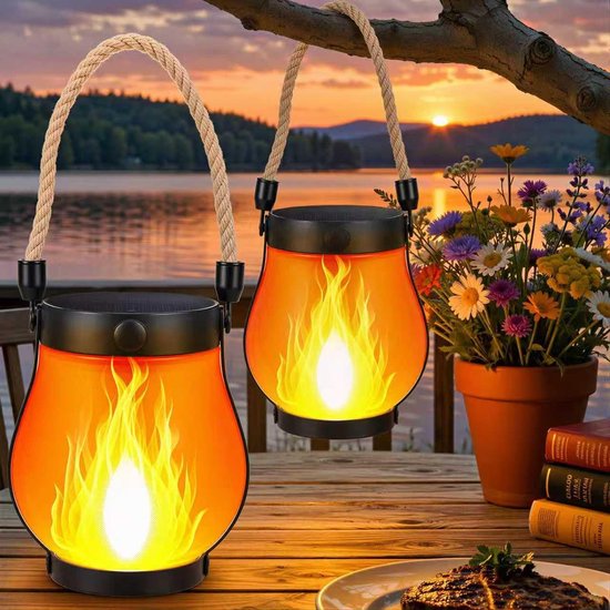 2er-pack Solar-flammenleuchten Für Den Außenbereich, Wasserdichte Hängeleuchten Mit Flammeneffekt Für Garten Und Terrasse.