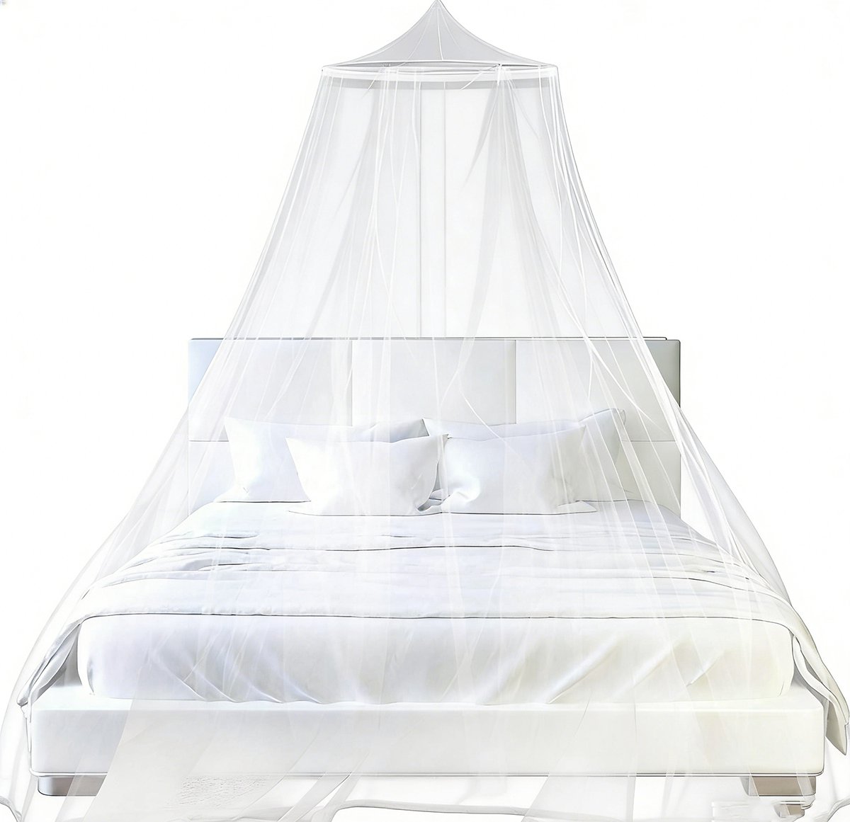 Moskitonetz-kuppelbett-baldachin, Extra Großes Netzgewebe, Einzeltür, Deckenaufhängung, Leichter Stoff, Weiß, Kinderzimmer