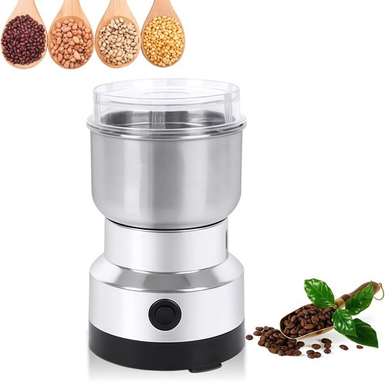 Elektrische Kaffee- Und Gewürzmühle (200 W), Zerkleinerer Und Küchenmaschine Aus Edelstahl Mit Sicherheitsverriegelung.
