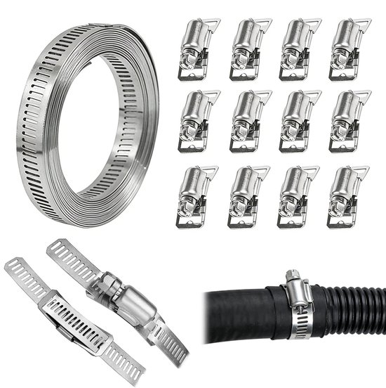 Schlauchschellen Aus Edelstahl 304 – Schlaufen 12,6 Mm Breit – 3,5 M Lang + 12 Schellenköpfe – Verstellbarer Diy-schlauch Für Wasserleitungen, Kühlboxen Und Autoschläuche