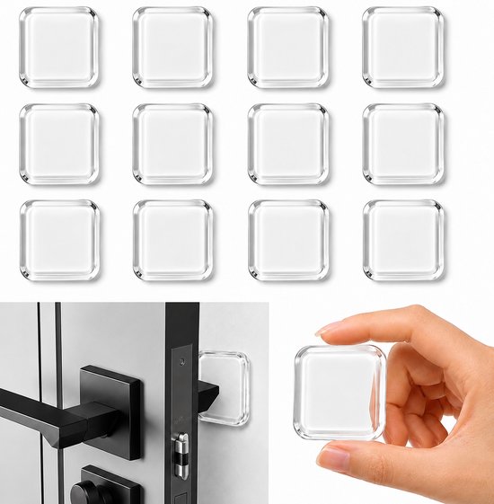 Türstopper/wandschutzpads – 12-teiliges Set – Selbstklebende Türgriffpuffer – Stoßdämpfender Wandschutz – Transparent – 4 Cm Durchmesser