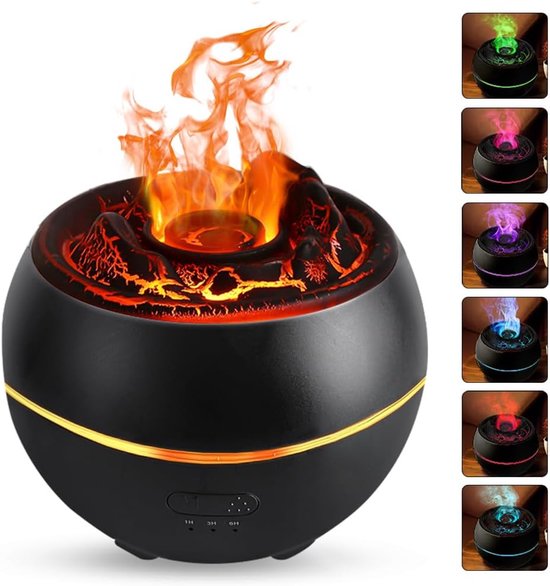 360ml Volcano Aroma-diffusor, Aromatherapie-lampe Mit Timer, Automatischer Schutzfunktion Und 7-farbiger Led-flamme.