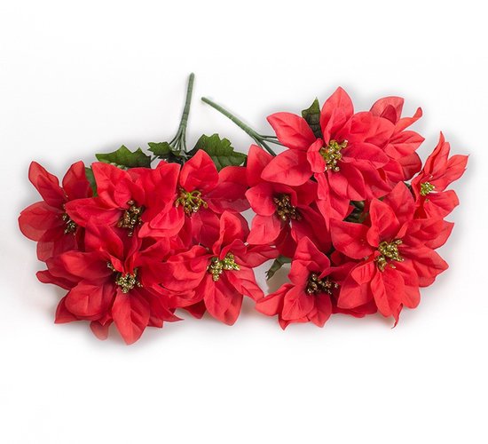 Künstliche Weihnachtssterne (2 Stück) – Realistische Seidenblumen – Dekoration Für Drinnen Und Draußen – Tischdekoration Für Weihnachten – Länge 34 Cm – Frostbeständig