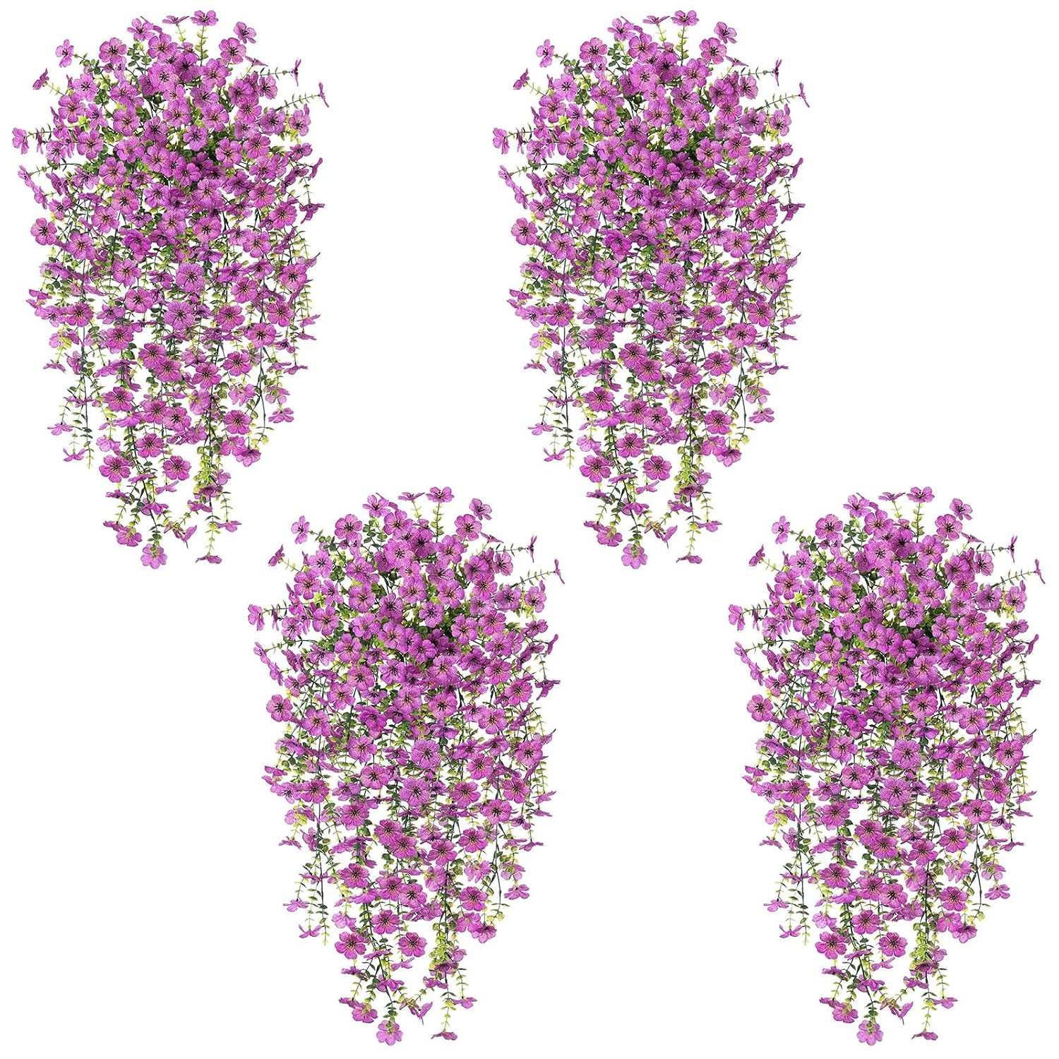 4er-pack Künstliche, Wetterfeste Balkonblumen (76 Cm), Uv-beständig, Lila
