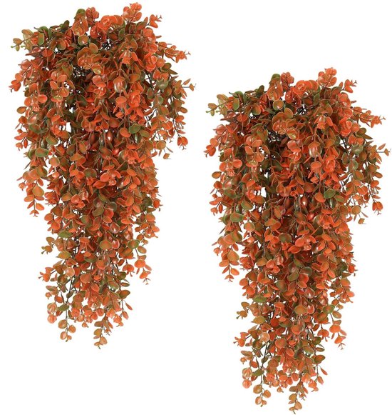 Zwei 80 Cm Große Künstliche Orangefarbene Grünlilien Und Eukalyptus-dekoration