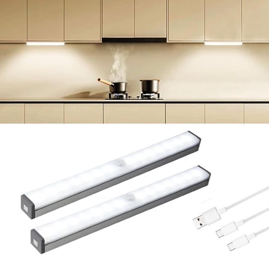 2er-pack Wiederaufladbare Led-schrankleuchten Mit Bewegungssensor, Magnetisch Dimmbare Leuchten Für Küche Und Treppenhaus
