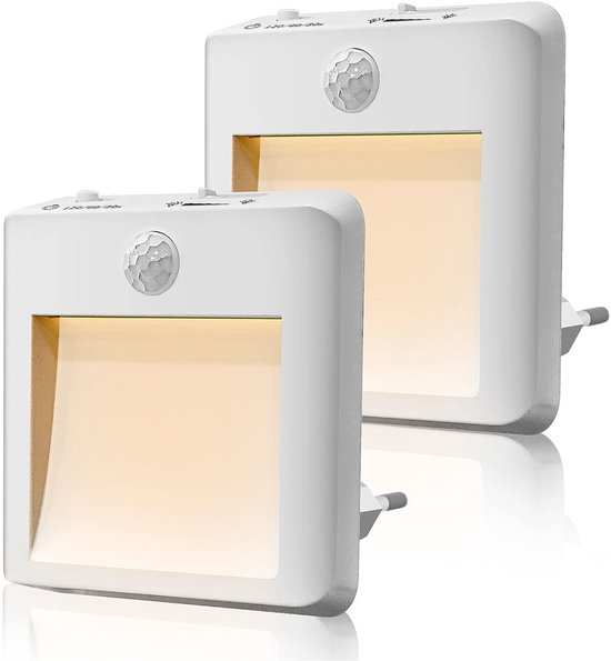 Nachtlicht – 2er-pack Led-nachtlichtfassungen – Für Kinderzimmer/schlafzimmer/treppenhäuser/flure/küchen – Warmweißes Licht