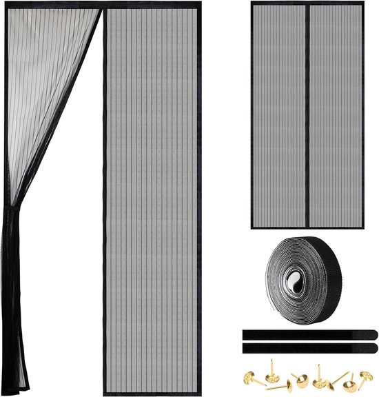 Magnetisches Türgitter, Automatischer Schließmechanismus, Dickes, Strapazierfähiges, Berührungsloses Netzgewebe, Haustier- Und Kinderfreundlich, Schwarz, Für Türen 100 X 210 Cm