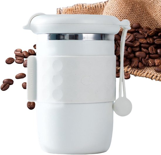 Elektrisch-magnetischer, Tragbarer Mixbecher 420 Ml, Elektrischer Edelstahl-mixbecher Für Kaffee, Tee Und Heiße Schokolade, Auslaufsicheres Trageband