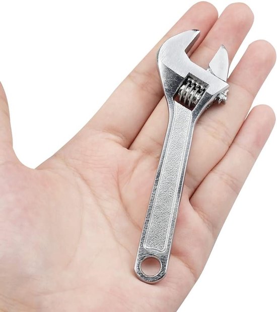 Maulschlüssel – Verstellbarer Schraubenschlüssel – 1 Stück – Mehrzweckschlüssel – Handwerkzeug – Silber – 15 Cm – Maximale Öffnung: 1,5 Cm