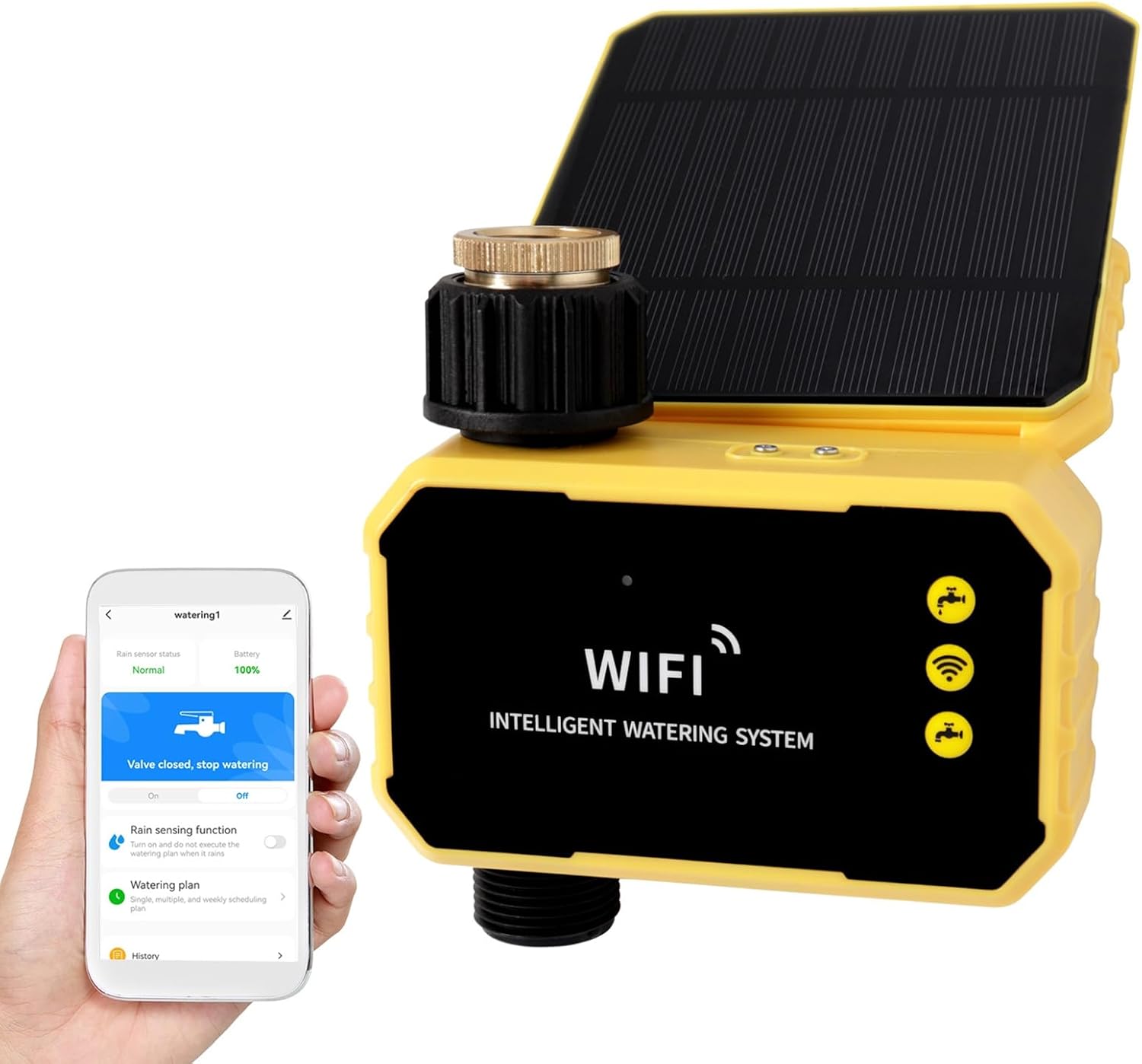 Solarbetriebener, Intelligenter Wlan-bewässerungstimer, Regensensor, Duale Stromversorgung, Sprinkler-timer Mit Fernbedienung, Effizienter Mikrosprinkler