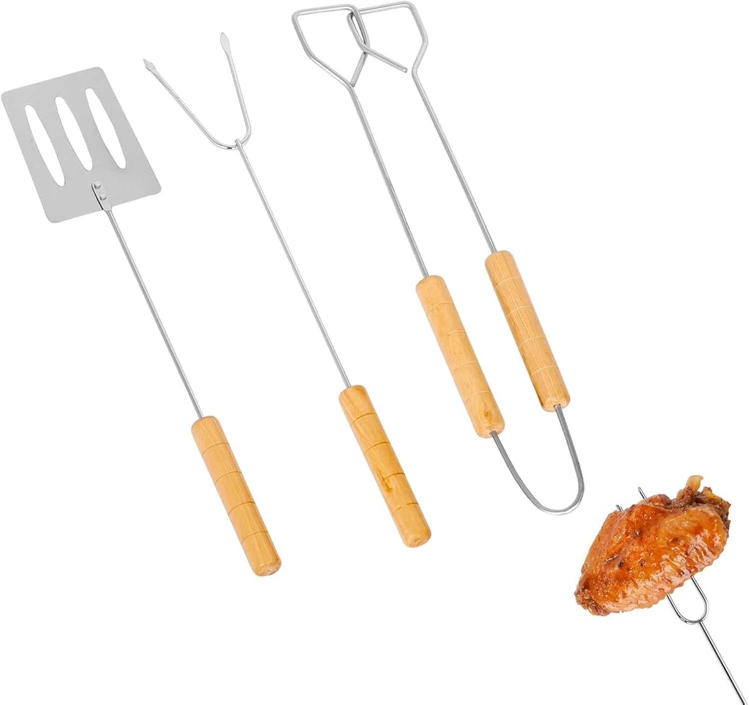 Grillbesteck-set – Dreiteiliges Grillbesteck-set – Mit Holzgriff