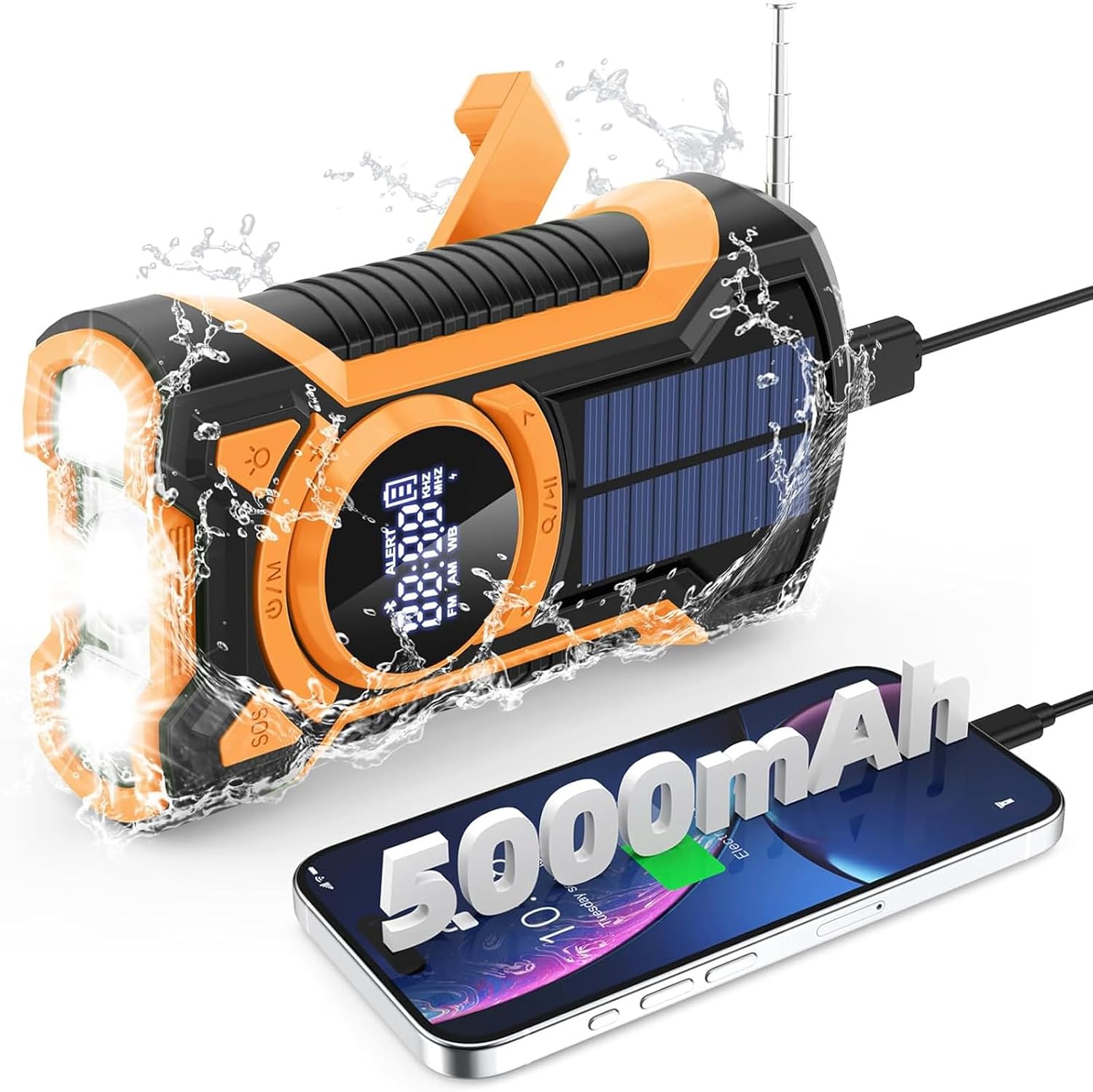 Grünes Tragbares Radio, Wiederaufladbar, Tragbar, Powerbank, 5000 Mah, Grün, Für Camping, Grünes Tragbares Radio Mit Bluetooth-lautsprecher