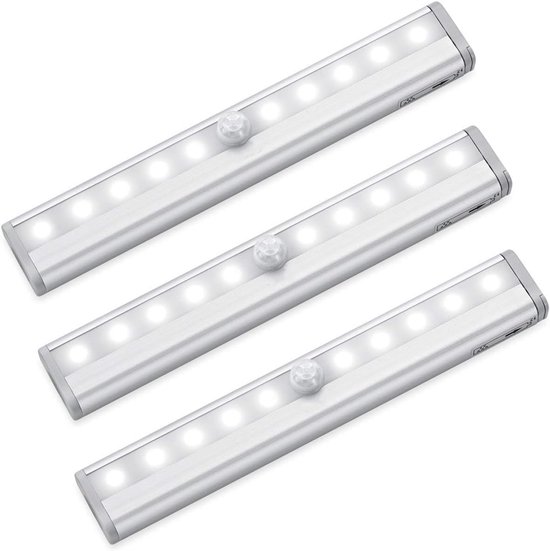 10 Led-bewegungsmelderleuchten – Selbstklebend, Tragbar, Zum Selbstmontieren – Sicherheitsleuchten Für Flure, Treppenhäuser Und Schlafzimmer (weiß, 3er-pack)