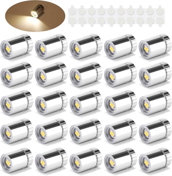 20 Kabellose Mini-led-strahler – Batteriebetrieben – Warmweißes Licht – Geeignet Für Kunstwerke, Schmuck, Vitrinen, Modelle Und Dekorationen