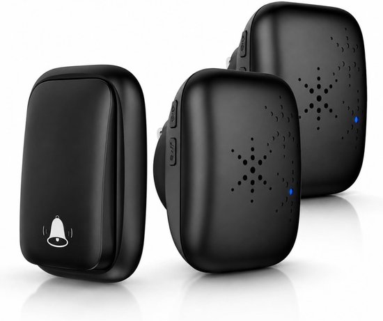 Kabellose Türklingel, Autark (keine Batterien Erforderlich) Reichweite 150 M, 38 Melodien, 4 Lautstärkestufen (0–105 Db), Wasserdicht Nach Ip68 Schwarz