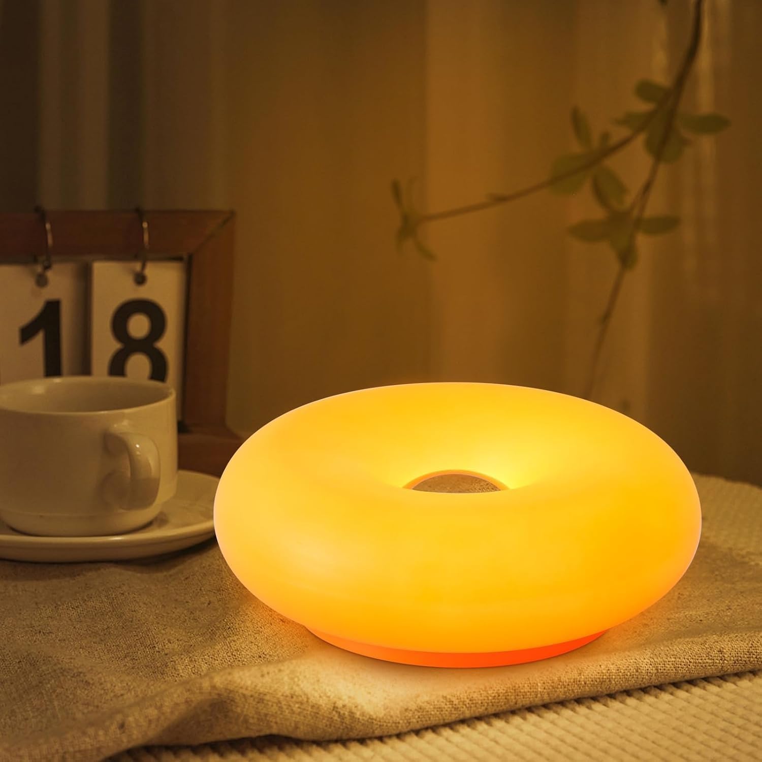 Wiederaufladbare Tisch-nachtlampe In Donut-form Mit Usb-ladefunktion Für Schlafzimmer (orange)