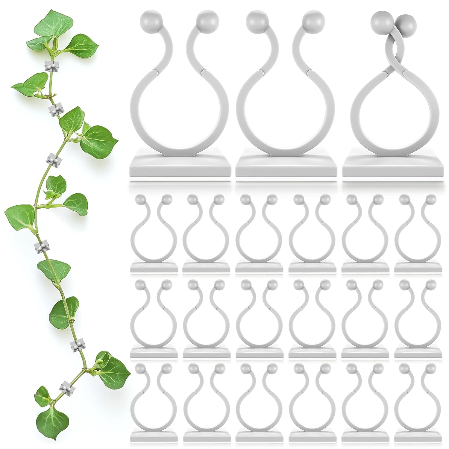 100 Transparente Pflanzenclips Für Kletterpflanzen Im Innenbereich, Weiße, Flexible Wandclips, Universalgröße, Selbstklebende Rückseite