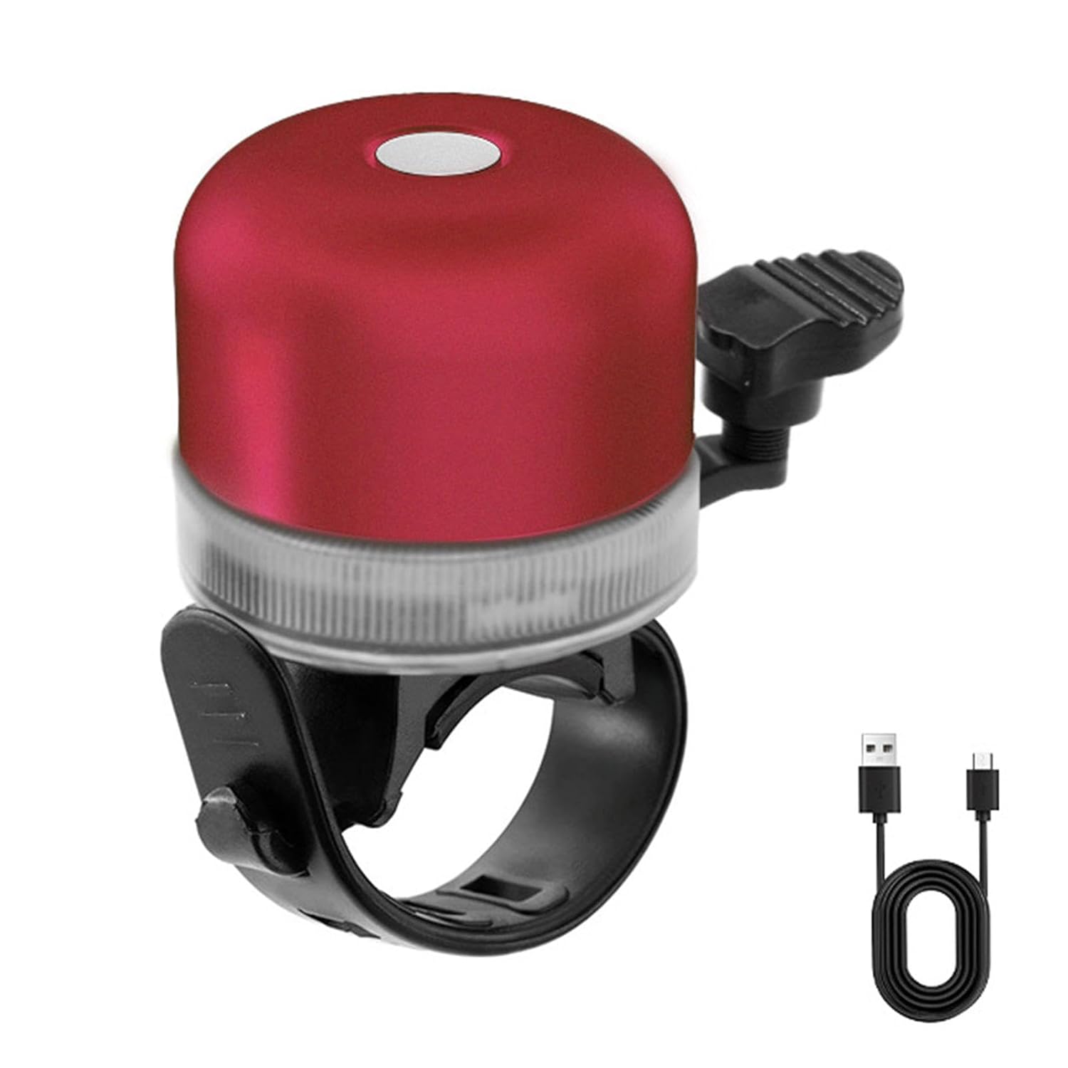 Zweiteilige Fahrradklingel Mit Beleuchtung Schwarze Fahrradklingel (rot) Mit 3 Einstellbaren Lichtmodi.