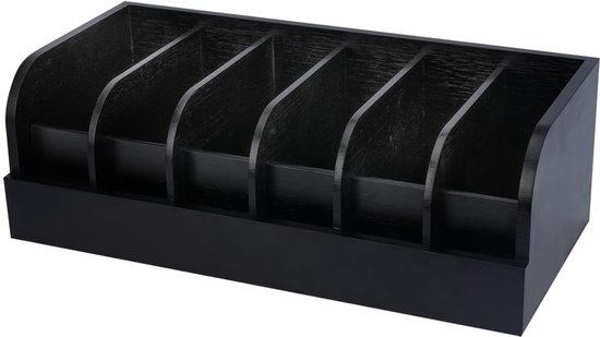 Gürtelaufbewahrungsbox, 35 X 15 X 11 Cm, 6-fächer-holzorganizer Für Kleiderschrank/schubladen, Schwarz