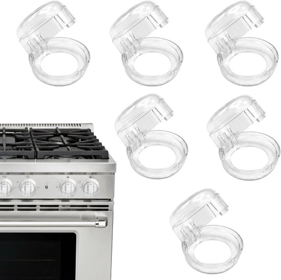 Set Mit 6 Transparenten, Selbstklebenden Schutzkappen Für Ofen- Und Herdknöpfe Mit Einem Durchmesser Von Bis Zu 4,5 Cm.