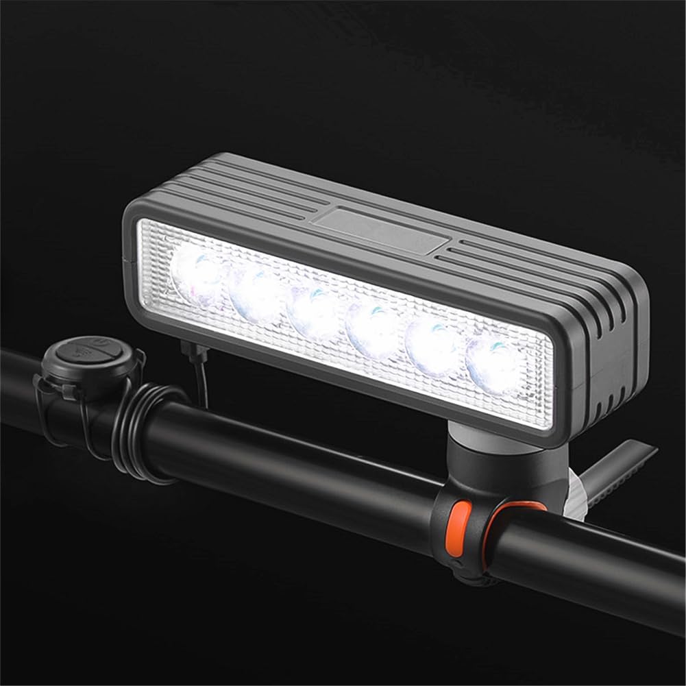 Fahrradscheinwerfer Mit Hupe, 6 Leds, Kabelgebundener Fernbedienung Für Die Hupe, Eingebauter Akku Für Bis Zu 4,5 Stunden Leuchtdauer