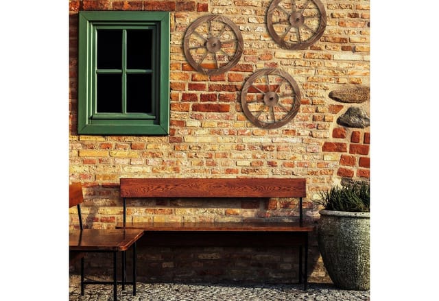 Wagenrad Holz, 3er Set, Deko für Garten, Terrasse, Veranda, rustikales Kutschenrad, Saloon, Western, braun - Relaxdays
