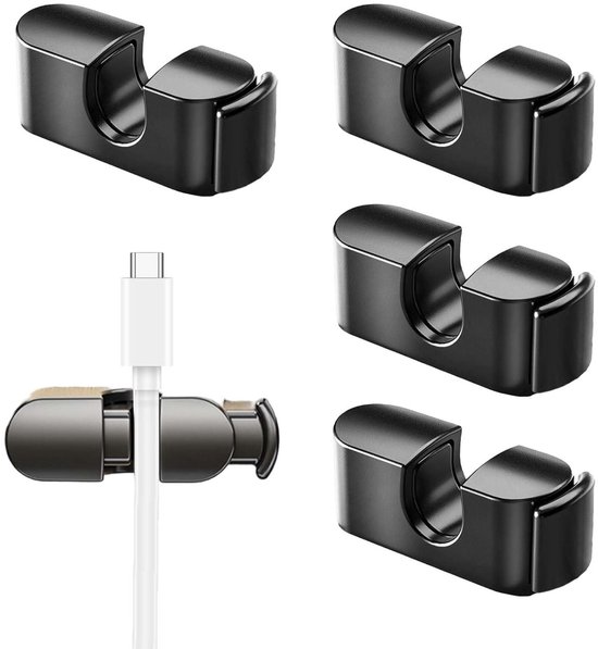 5er-pack Selbstklebende Kabelclips - Schwarze Kabelclips Für Die Kabelorganisation Auf Schreibtisch, Wand Und Boden - Effiziente Organisation Von Lade- Und Datenkabeln.