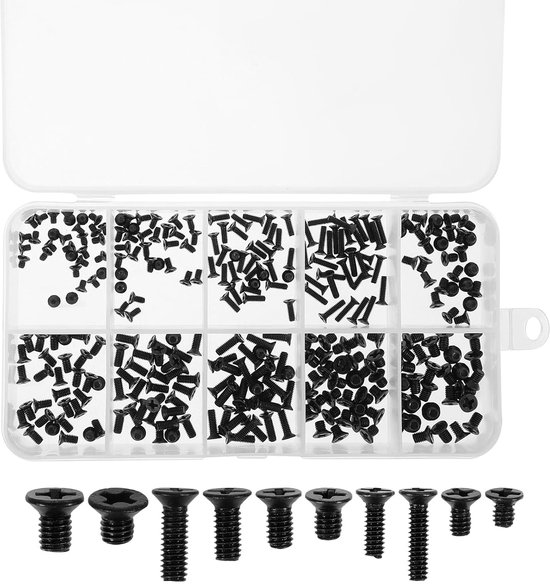 Sortimentsbox - Schrauben - 300-teiliges Set Mit Hardware-schrauben, Schwarze Km-schraubenkombination, Kreuzschlitzschrauben Für Laptops