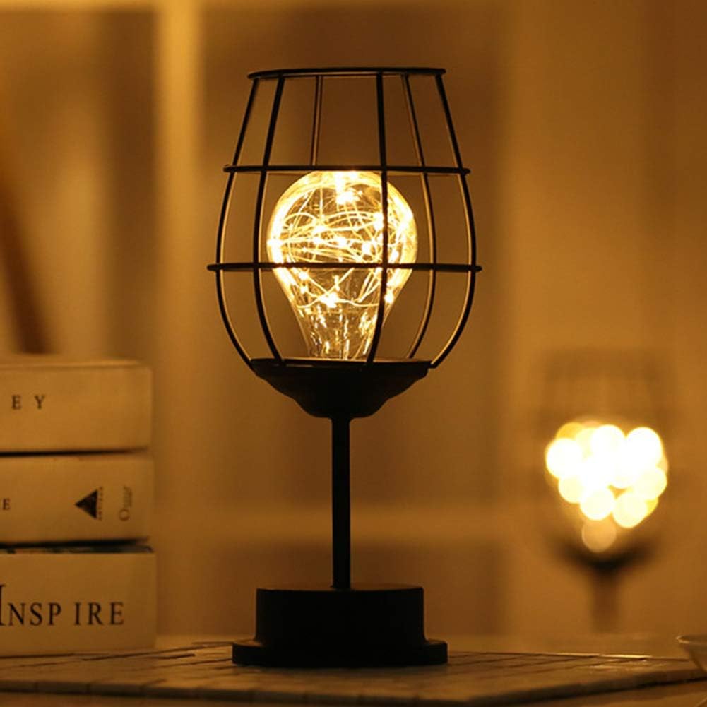 Schwarze Tischleuchte Aus Metalldraht – Moderne Nachttischlampe Im Korb-design Aus Eisen – Batteriebetriebene Retro-schreibtisch- Und Nachttischlampe – Geeignet Fürs Schlafzimmer