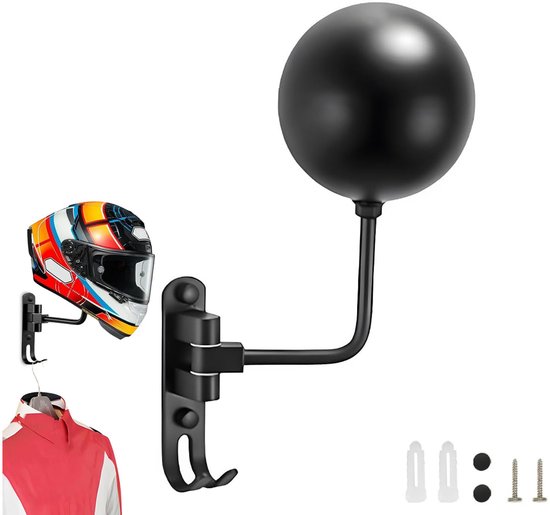 180° Drehbarer Helmhalter Aus Metall, Präsentationsständer Mit Aufhängehaken, Inklusive Befestigungsschrauben Für Helme/jacken/mützen – Schwarz