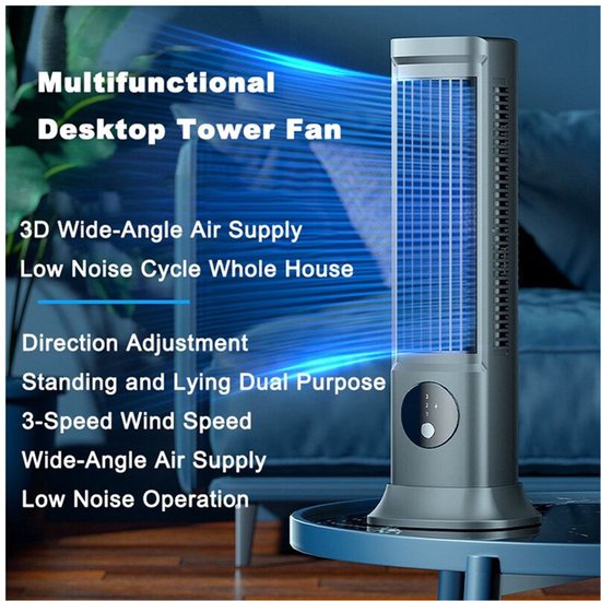 Tragbarer, Per Usb Aufladbarer Tischventilator Ohne Rotorblätter, Drei Geschwindigkeitsstufen, Leiser Tischventilator