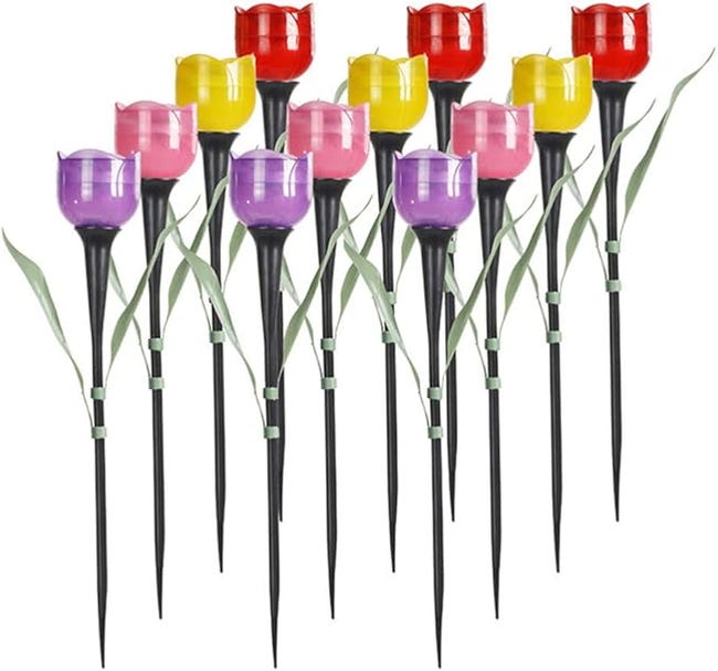Dekorative Solar-außenleuchten, 12-teiliges Set, Led-tulpenleuchten Für Garten, Terrasse Und Wege