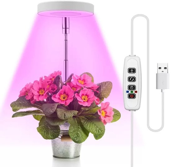 48 Leds, Rot-blaues Vollspektrum-pflanzenlampe – Höhenverstellbar Bis 60 Cm – Einstellbarer Timer Und Helligkeit Für Alle Zimmerpflanzen