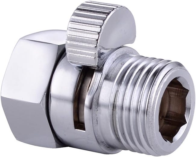 Duschumstellventil, Absperrventilkopf Aus Messing, Mit Poliertem Metallgriff