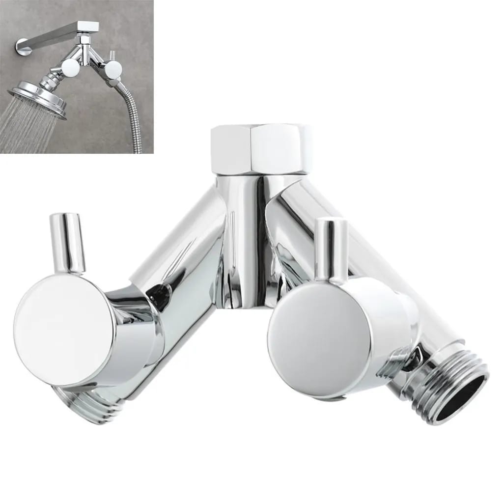 Y-verteiler Aus Messing Mit Innenschalter – Verchromt – 1/2 Zoll – Für Duschschläuche Und Duschköpfe – Silber