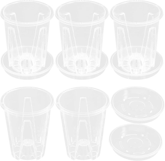 5-teiliges Set Atmungsaktiver Blumentöpfe – Kunststoff – 10 X 7,5 X 12 Cm – Für Büros, Hotels, Wohnräume, Einkaufszentren Und Landschaftsbauprojekte – Transparent