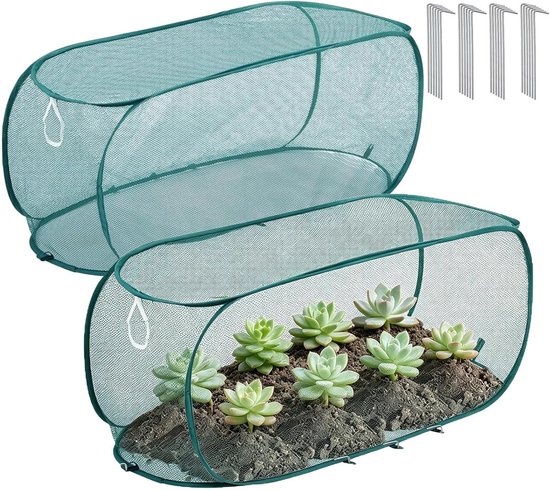 Nylon-gartenpflanzenabdeckungen, Pop-up-netzabdeckungen, 2er-pack, Schützen Pflanzen, Beugen Schädlingen Vor Und Weisen Eine Gute Luftdurchlässigkeit Auf.