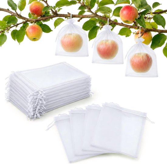 100er-packung, Zum Schutz Von Obst, Organza-netzbeutel, Netzbeutel Mit Kordelzug, Grün Für Obst, 10 X 15 Cm