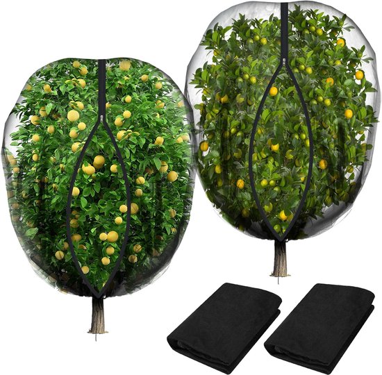 Pflanzenschutzhüllen – 2er-pack – 180 X 180 Cm – Netz Mit Reißverschluss/kordelzug – Vogelsicher/wiederverwendbar – Schwarz