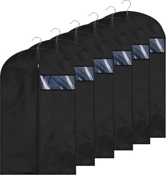 5er-pack Staubdichte Kleidersäcke, Durchsichtige Aufbewahrungstaschen Zum Aufhängen Von Kleidung (60 X 100 Cm, Schwarz)