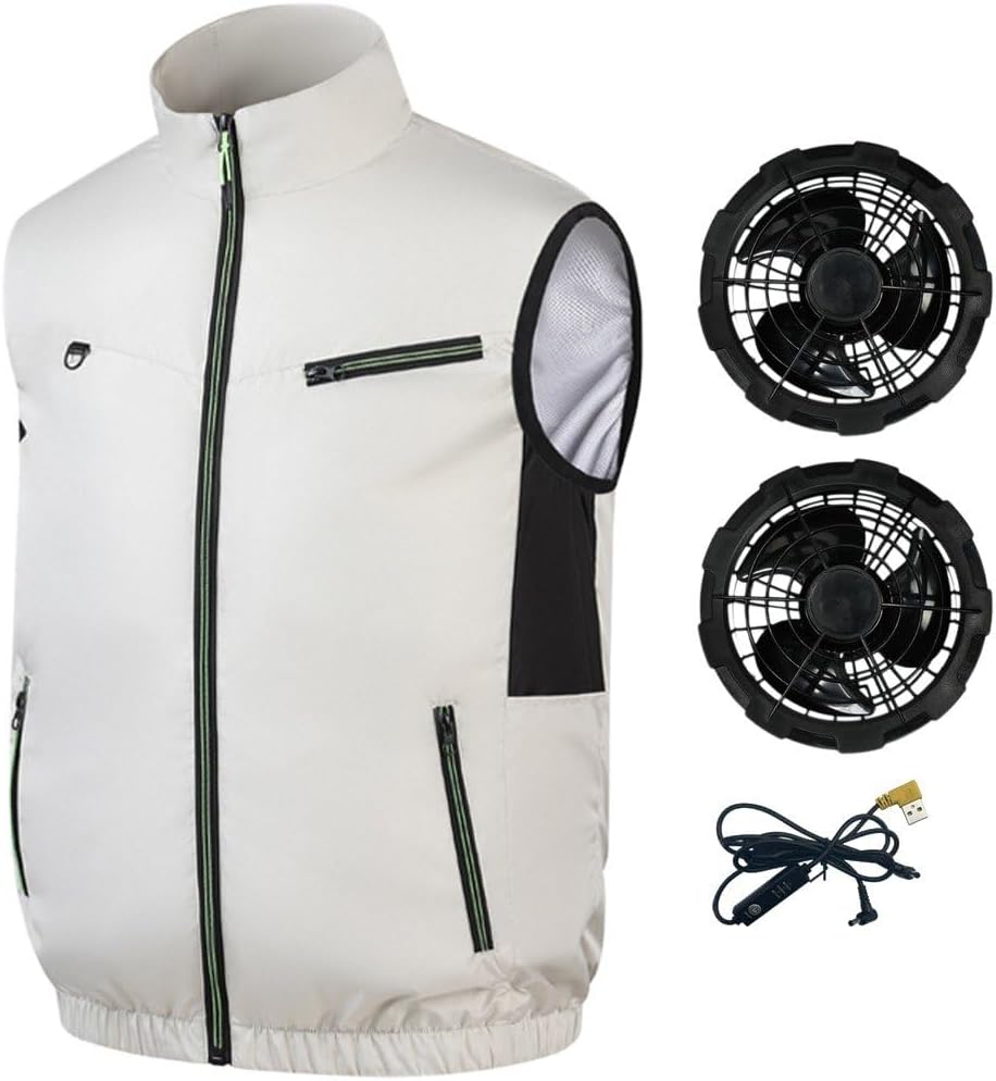 Kühlweste Mit Ventilator, Weste Mit Eingebautem Ventilator, Elektrische Kühlweste, Temperaturregulierende Kleidung Zum Wandern, Arbeiten Und Angeln (4xl)