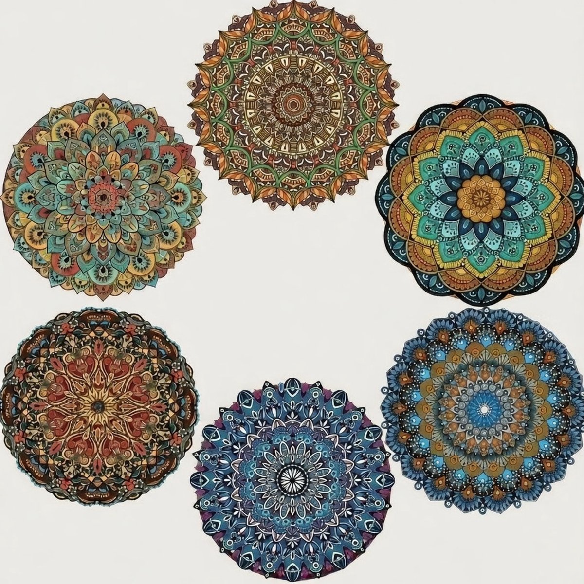 Mandala-untersetzer – 6er-set – Farbenfrohes Blumendesign – 10 Cm – Trinkuntersetzer Für Gläser Und Tassen – Boho-tischdekoration