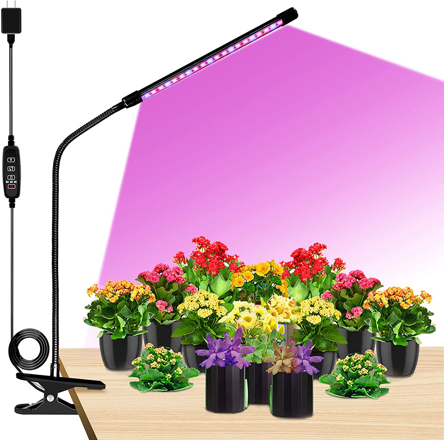 Led-pflanzenlampe Mit Usb-anschluss – 1-panel-pflanzenlampe Mit Timer Und Fernbedienung – Clip-anschluss – Rot/blau/mix – Pflanzenlampe