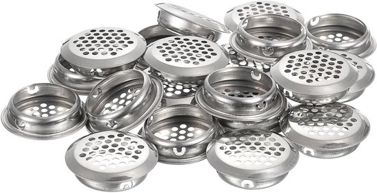 Runde Lüftungsgitter, 50 Stück Pro Packung, Edelstahl, 35 Mm Maschenweite, Für Dachuntersichtlüftungen, Tv-schränke, Kleiderschränke (silber)