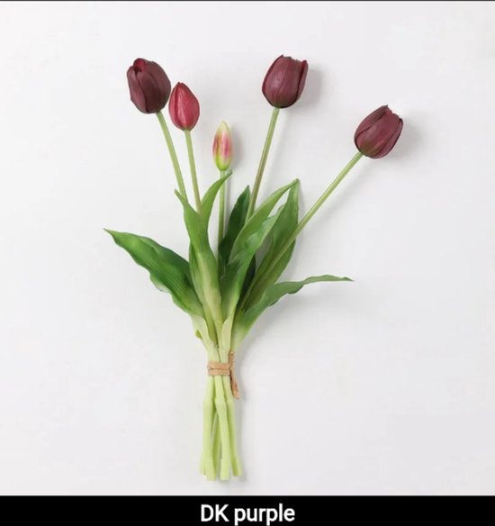 Kunsttulpen Mit Realistischer Haptik – Dunkelviolett – Kunsttulpen – Dunkelviolett – Tulpen – Künstliche Blumen – Künstlicher Tulpenstrauß – Tulpe – 40