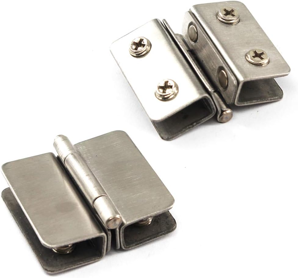 180° Edelstahl-glastürscharnier-set Mit Doppelclips Und Schrauben, Geeignet Für 5-7 Mm Dickes Glas (2 Stück)